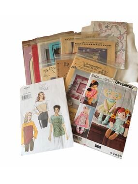 Vintage Sewing Patterns Lot Quilt Doll Primitive Craft Simplicity Fiber Mosaic
